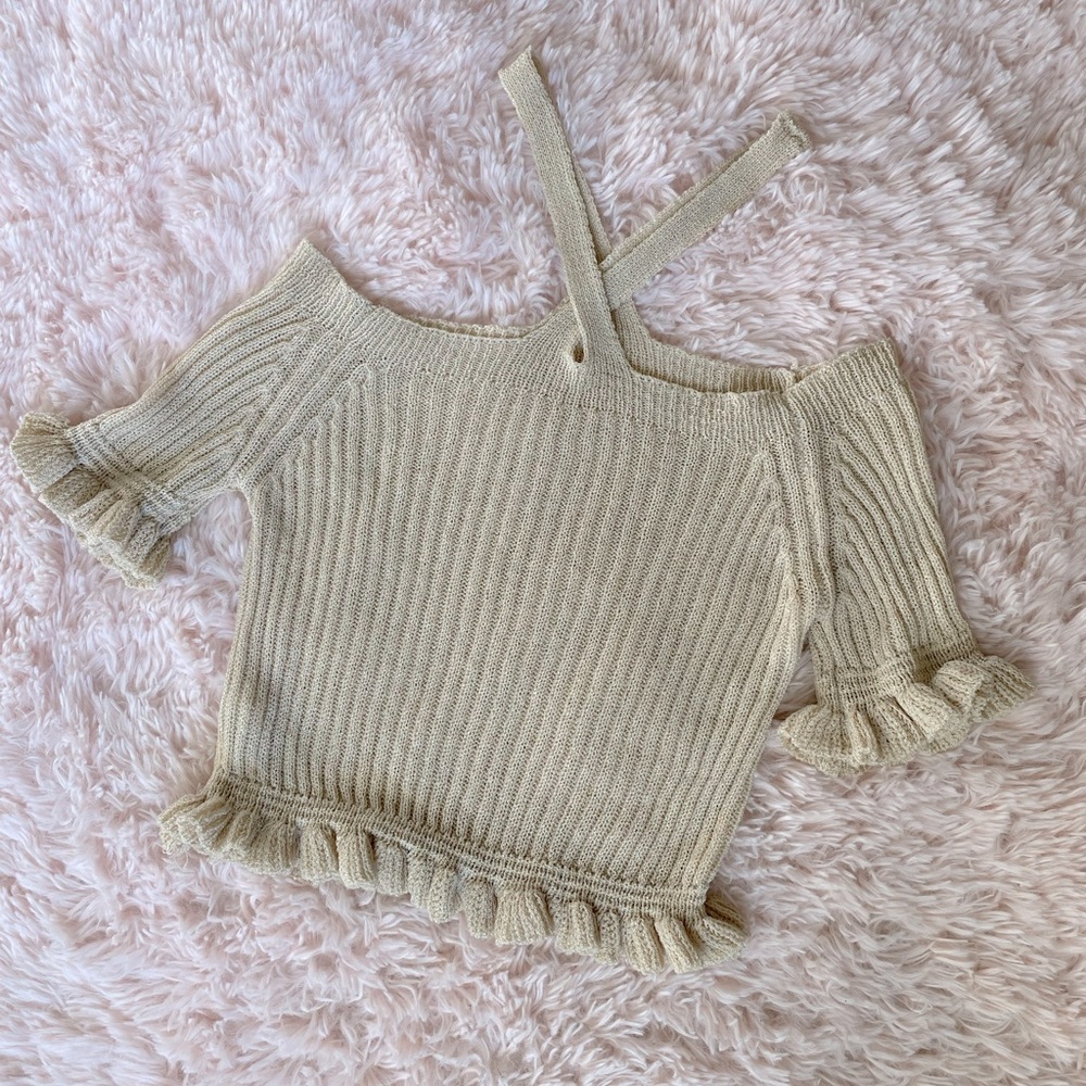 SHEIN Tan Crème Knit Crop Top Small NWOT